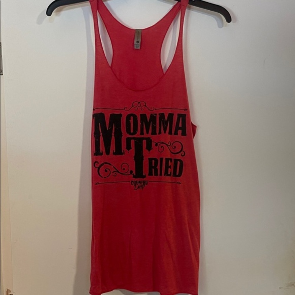 Momma Tried - Red Graphic Tank Top